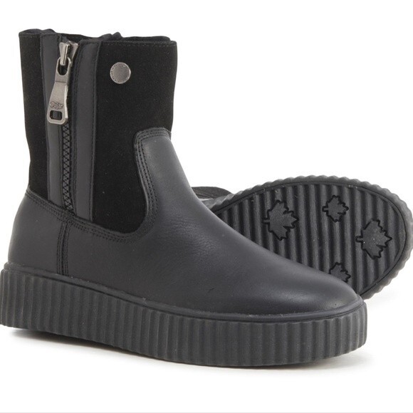 PAJAR Caline Platform Waterproof Leather Booties in Black 39 - Picture 2 of 16